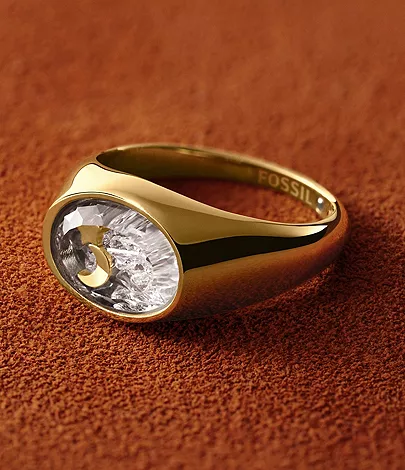 Sutton Shaky Glitz Gold-Tone Stainless Steel Moon and Star Signet Ring - Image 6
