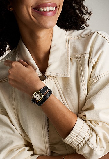 Harlow 27mm Three-Hand Black Leather Watch - Image 2