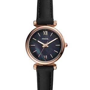 Carlie Mini 28mm Three-Hand Black Leather Watch
