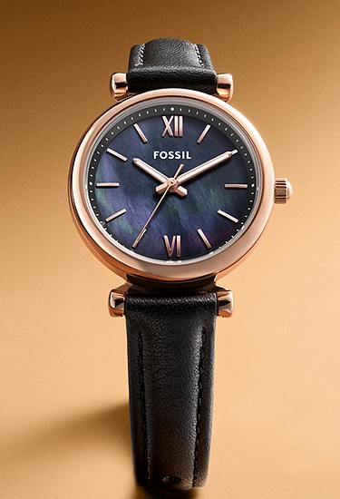Carlie Mini 28mm Three-Hand Black Leather Watch - Image 4