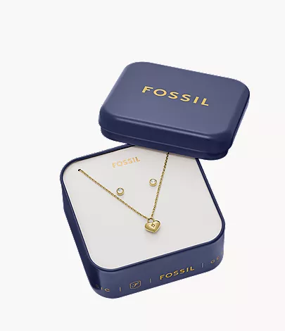 Sadie Gold-Tone Stainless Steel Heart Necklace and Earrings Gift Set - Image 6