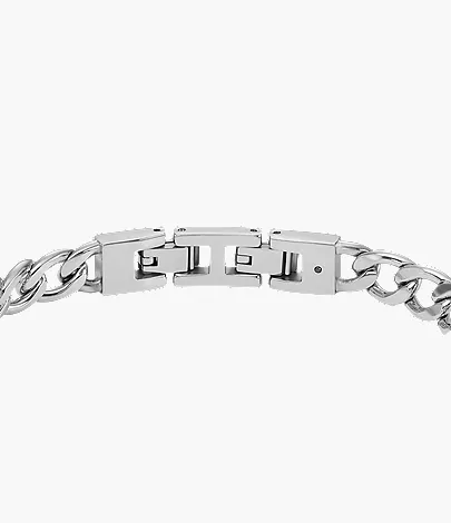 Machine Knurled Texture Stainless Steel Chain Bracelet - Image 3