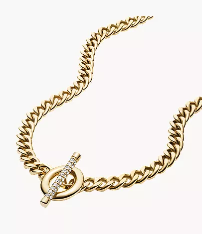 Carlie T-Bar Pav?? Gold-Tone Stainless Steel Toggle Necklace - Image 3