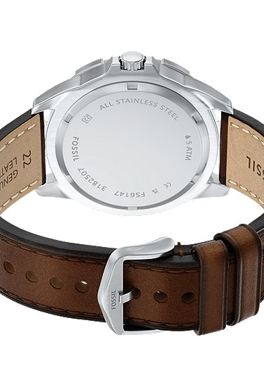 Garrett 44mm Multifunction Brown Leather Watch - Image 6