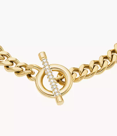 Carlie T-Bar Pav?? Gold-Tone Stainless Steel Toggle Bracelet - Image 3