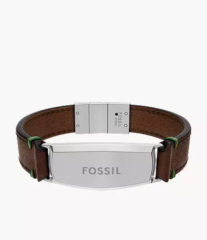 Topstitch Brown Leather ID Bracelet
