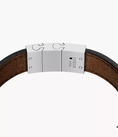 Topstitch Brown Leather ID Bracelet - Image 4