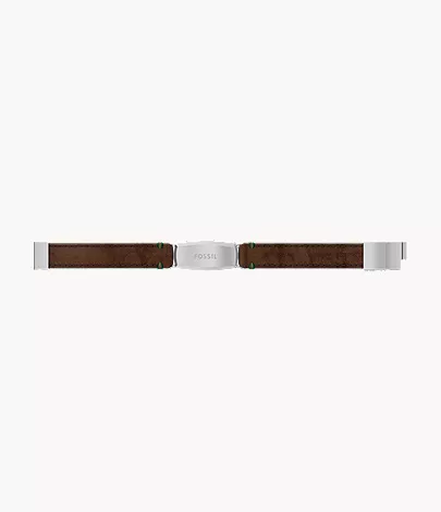Topstitch Brown Leather ID Bracelet - Image 5