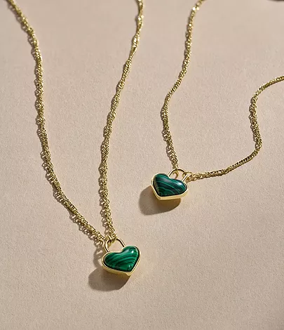 Sutton Modern Meadows Reconstituted Malachite Heart Pendant Necklace - Image 6