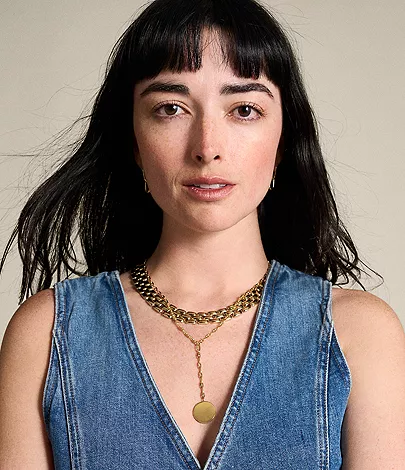 Heritage D-Link Gold-Tone Stainless Steel Y-Neck Necklace - Image 2