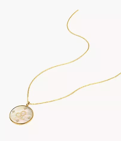 Leo Sutton Zodiac Gold-Tone Stainless Steel Gold Mother-of-Pearl Pendant Necklace - Image 3