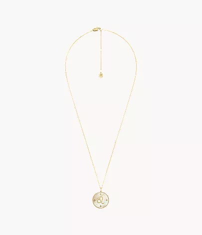 Leo Sutton Zodiac Gold-Tone Stainless Steel Gold Mother-of-Pearl Pendant Necklace - Image 4