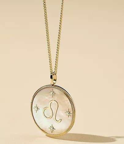 Leo Sutton Zodiac Gold-Tone Stainless Steel Gold Mother-of-Pearl Pendant Necklace - Image 6