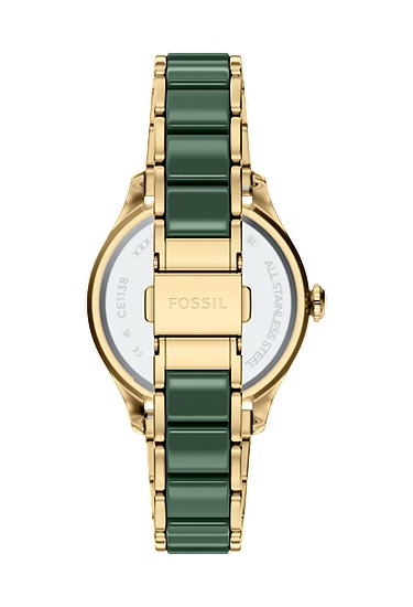 Gilmore 38mm Three-Hand Date Gold-Tone Stainless Steel & Green Ceramic Watch - Image 3