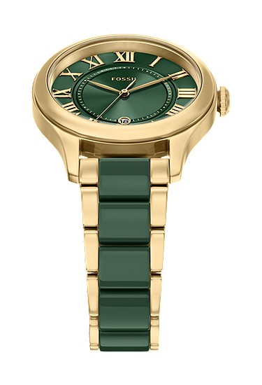 Gilmore 38mm Three-Hand Date Gold-Tone Stainless Steel & Green Ceramic Watch - Image 5