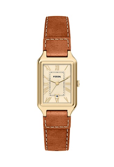 Raquel 23mm Three-Hand Date Medium Brown Leather Watch