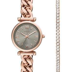 Carlie Mini 28mm Three-Hand Rose Gold-Tone Stainless Steel Watch and Bracelet Set