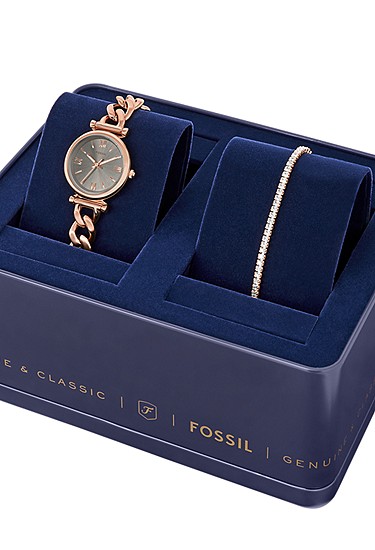 Carlie Mini 28mm Three-Hand Rose Gold-Tone Stainless Steel Watch and Bracelet Set - Image 6