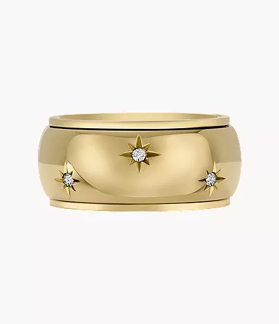 Sadie Shine Bright Gold-Tone Stainless Steel Fidget Band Ring