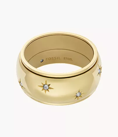Sadie Shine Bright Gold-Tone Stainless Steel Fidget Band Ring - Image 3