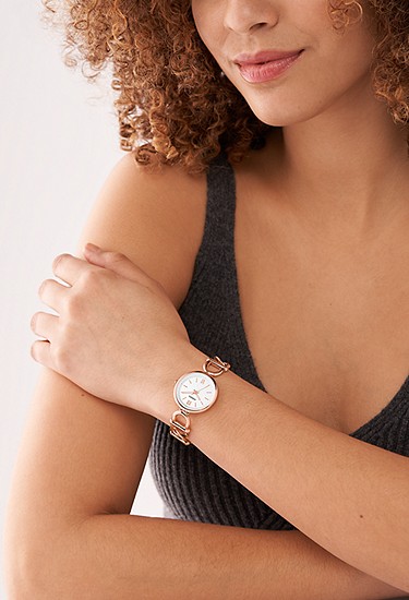 Carlie 30mm Three-Hand Rose Gold-Tone Stainless Steel Watch - Image 2