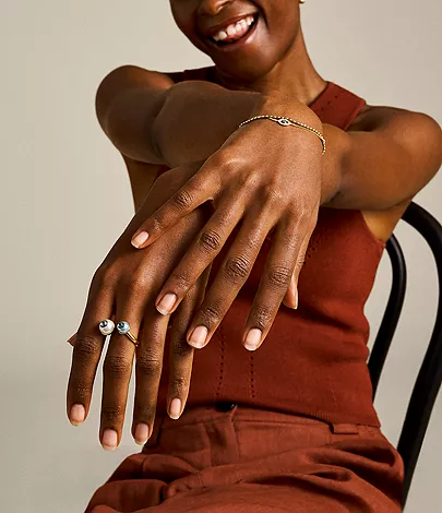 Bright Baubles Gold-Tone Brass Toi Et Moi Ring - Image 6