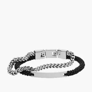 Ellis Black Nylon and Stainless Steel Double-Strand Bracelet