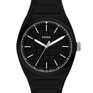 Everett 42mm Three-Hand Black Silicone Watch