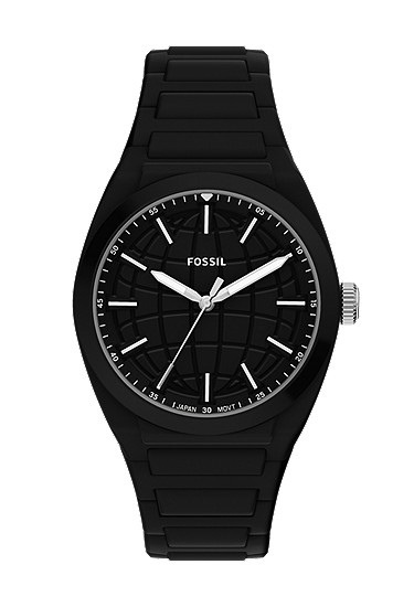 Everett 42mm Three-Hand Black Silicone Watch