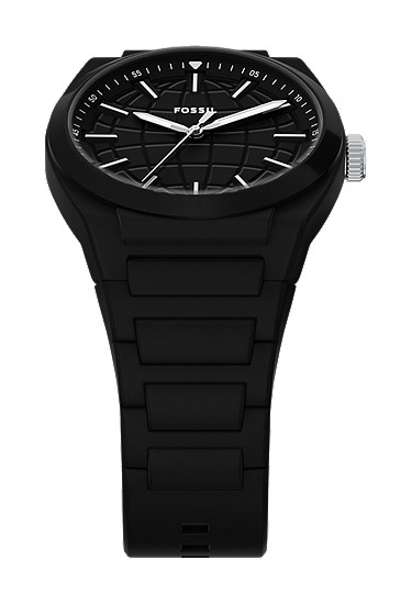 Everett 42mm Three-Hand Black Silicone Watch - Image 5