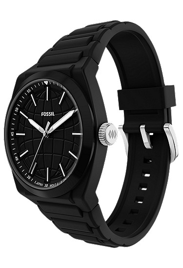 Everett 42mm Three-Hand Black Silicone Watch - Image 7
