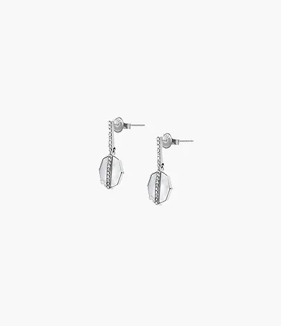 Merrit Timeless Mother Of Pearl Silver-Tone Stainless Steel Drop Earrings - Image 4