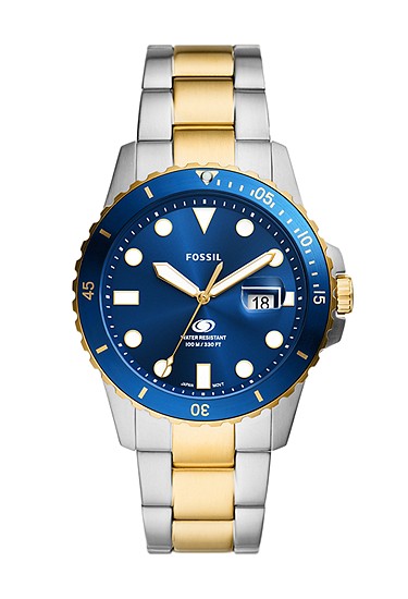 Fossil Blue Dive 42mm Three-Hand Date Two-Tone Stainless Steel Watch