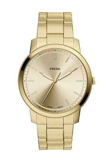 Minimalist 44mm Three-Hand Gold-Tone Stainless Steel Watch