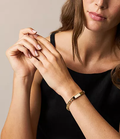 Ellis Gold-Tone Stainless Steel ID Bracelet - Image 2