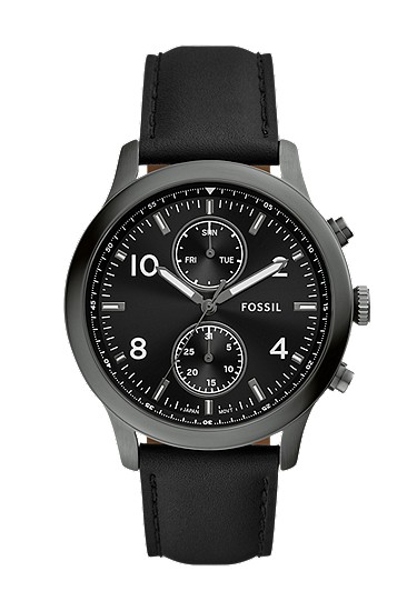 Bennett 45mm Multifunction Black Leather Watch
