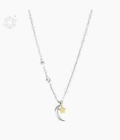 Sterling Silver Star and Crescent Moon Necklace