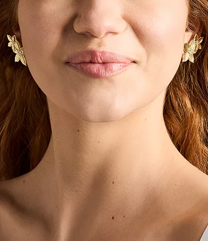 Sutton The Flower Collection Gold-Tone Stainless Steel Climber Earrings - Image 6
