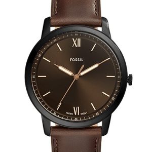 Minimalist 44mm Three-Hand Brown Leather Watch