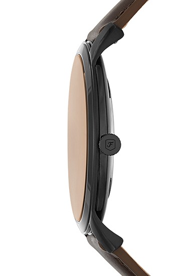 Minimalist 44mm Three-Hand Brown Leather Watch - Image 3