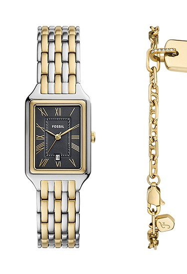 Raquel 23mm Three-Hand Date Two-Tone Stainless Steel Watch and Bracelet Set