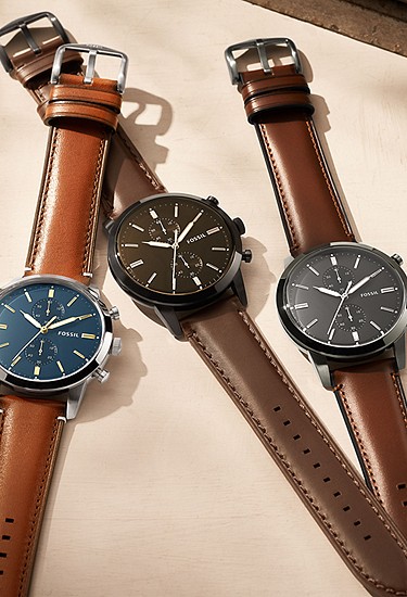 Neutra 44mm Chronograph Black Leather Watch - Image 3