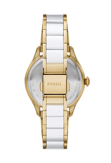 Gilmore 38mm Three-Hand Date Gold-Tone and White Ceramic Watch - Image 3
