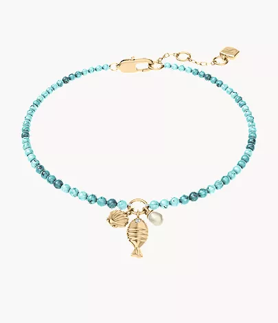 Sutton By The Sea Turquoise Blue Acrylic Beaded Shell Bracelet