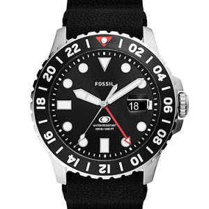 Fossil Blue GMT 46mm Black Silicone Watch