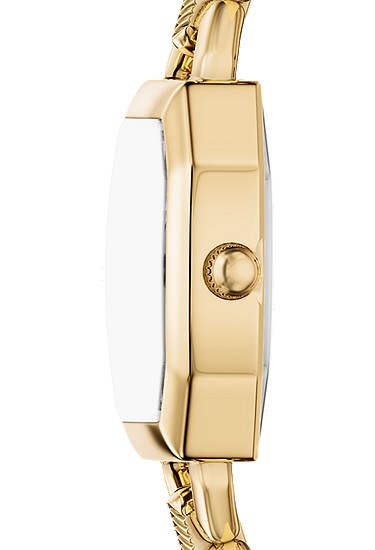 Harlow 22mm Three-Hand Black Leather and Gold-Tone Stainless Steel Watch - Image 4