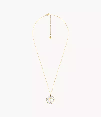 Gemini Sutton Zodiac Gold-Tone Stainless Steel White Mother-of-Pearl Pendant Necklace - Image 4
