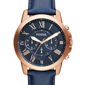 Grant 44mm Chronograph Navy Leather Watch