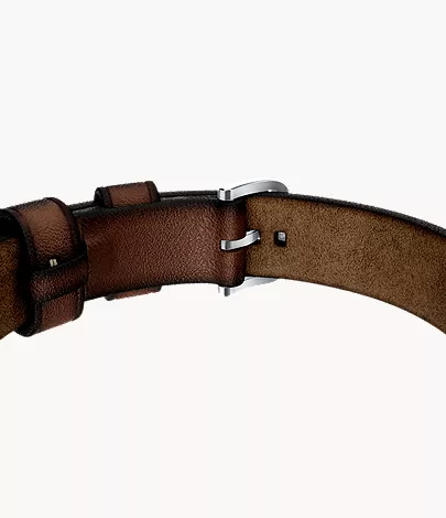 Everett Topstitch Brown Leather Strap Bracelet - Image 4