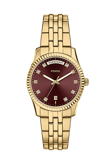 Scarlette 34mm Three-Hand Day-Date Gold-Tone Stainless Steel Watch